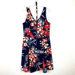 CB Established 1962 Fit and Flare Dress with Belt Size 12 Navy Floral Tropical